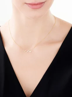 Apart Naszyjnik z żółtego złota z diamentami - nieskończoność, serce - 0,01 ct - próba 375< Naszyjniki