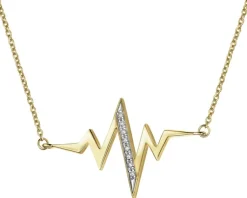 Discount Apart Naszyjnik z żółtego złota z diamentami - EKG serca - 0,02 ct - próba 375