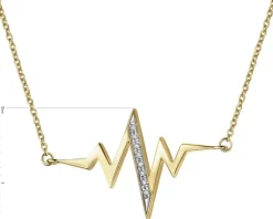 Discount Apart Naszyjnik z żółtego złota z diamentami - EKG serca - 0,02 ct - próba 375
