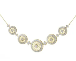 Apart Naszyjnik z żółtego złota z diamentami - rozety - 0,60 ct - próba 585< Naszyjniki