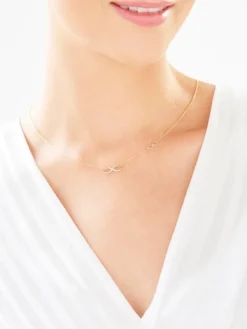 Clearance Apart Naszyjnik z żółtego złota z diamentami - nieskończoność - 0,01 ct - próba 375