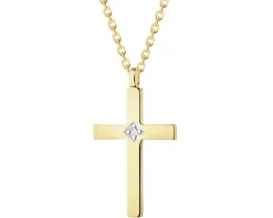 Discount Apart Naszyjnik z żółtego złota z diamentem - krzyż - 0,004 ct - próba 375