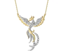 Online Apart Naszyjnik z żółtego złota z diamentami - feniks - 0,25 ct - próba 585