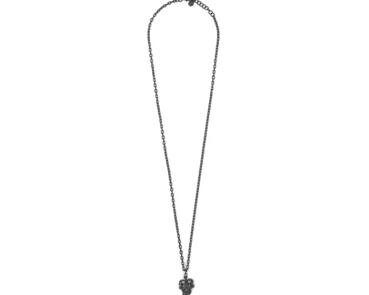 Philipp Plein Naszyjnik ze stali szlachetnej z kryształami - czaszka, korona,< Naszyjniki