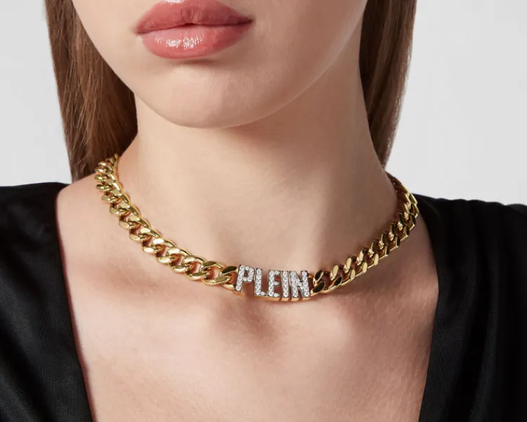 Best Philipp Plein Naszyjnik ze stali szlachetnej z kryształami -