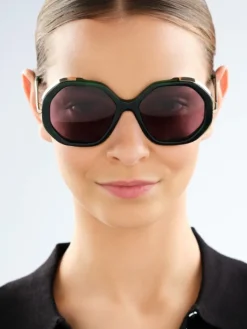 Sale Elixa Okulary przeciwsłoneczne damskie, okrągłe, zielone
