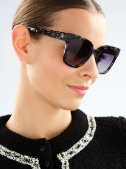 Hot Elixa Okulary przeciwsłoneczne damskie, prostokątne, brązowe, niebieskie