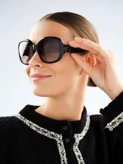 New Elixa Okulary przeciwsłoneczne damskie, okrągłe, czarne