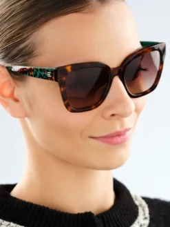 Hot Elixa Okulary przeciwsłoneczne damskie, prostokątne, brązowe