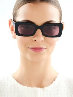 Outlet Elixa Okulary przeciwsłoneczne damskie, prostokątne, czarne