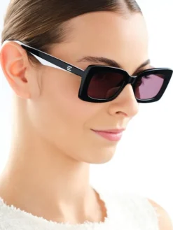 Outlet Elixa Okulary przeciwsłoneczne damskie, prostokątne, czarne