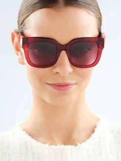 Elixa Okulary przeciwsłoneczne damskie, prostokątne, czerwone< Okulary Przeciwsłoneczne