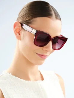Elixa Okulary przeciwsłoneczne damskie, prostokątne, czerwone< Okulary Przeciwsłoneczne