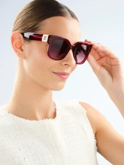 Elixa Okulary przeciwsłoneczne damskie, prostokątne, czerwone< Okulary Przeciwsłoneczne