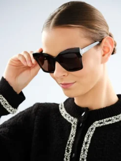 Discount Elixa Okulary przeciwsłoneczne damskie, prostokątne, brązowe