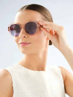 Elixa Okulary przeciwsłoneczne damskie, okrągłe, różowe< Okulary Przeciwsłoneczne