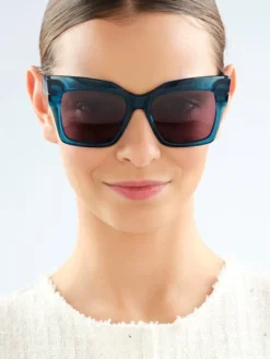 Outlet Elixa Okulary przeciwsłoneczne damskie, prostokątne, niebieskie