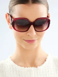 Elixa Okulary przeciwsłoneczne damskie, okrągłe, bordowe< Okulary Przeciwsłoneczne