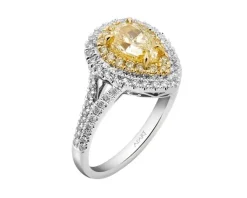 Apart Pierścionek z białego i żółtego złota z diamentami - VS2/Fancy Light Yellow - 1,51 ct - próba 750< Pierścionki