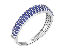 Discount Apart Pierścionek z białego złota z diamentami i szafirami syntetycznymi - próba 585