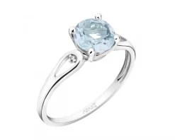Apart Pierścionek z białego złota z diamentami i topazem Sky Blue - próba 585< Pierścionki