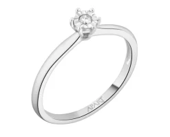 New Apart Pierścionek z białego złota  z brylantem - 0,03 ct - próba 375