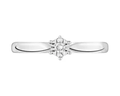 New Apart Pierścionek z białego złota  z brylantem - 0,03 ct - próba 375