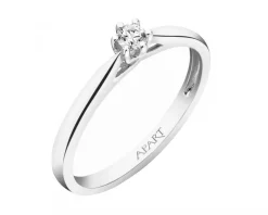 Apart Pierścionek z białego złota z brylantem - 0,08 ct - próba 750< Pierścionki