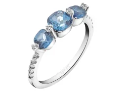 Discount Apart Pierścionek z białego złota z brylantami i topazami London Blue - próba 585