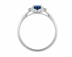 Apart Pierścionek z białego złota z diamentami i szafirem - próba 585< Pierścionki
