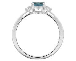 Online Apart Pierścionek z białego złota z diamentami i topazem London Blue - próba 585