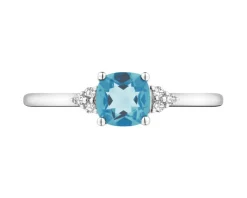 Online Apart Pierścionek z białego złota z diamentami i topazem London Blue - próba 585