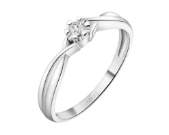 Apart Pierścionek z białego złota z brylantem - 0,06 ct - próba 585< Pierścionki