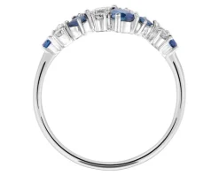 Outlet Apart Pierścionek z białego złota z diamentami i szafirami - próba 585