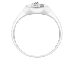 Apart Pierścionek z białego złota z diamentami - sygnet  - róża - 0,006 ct - próba 585< Wszystkie