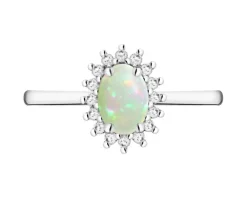 New Apart Pierścionek z białego złota z brylantami i opalem - próba 585