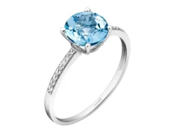 Apart Pierścionek z białego złota z diamentami i topazem Sky Blue - próba 585< Pierścionki