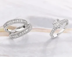 Outlet Apart Pierścionek z białego złota z diamentami - 0,53 ct - próba 585