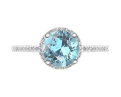 New Apart Pierścionek z białego złota z diamentami i topazem Sky Blue - próba 585