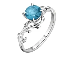 Apart Pierścionek z białego złota z diamentami i topazem London Blue - próba 375< Wszystkie