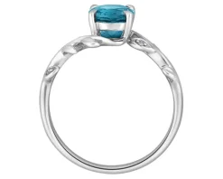 Apart Pierścionek z białego złota z diamentami i topazem London Blue - próba 375< Wszystkie