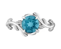 Apart Pierścionek z białego złota z diamentami i topazem London Blue - próba 375< Wszystkie