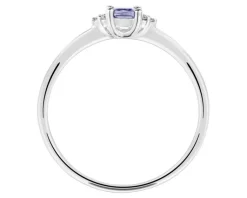 Outlet Apart Pierścionek z białego złota z diamentami i tanzanitem - próba 585
