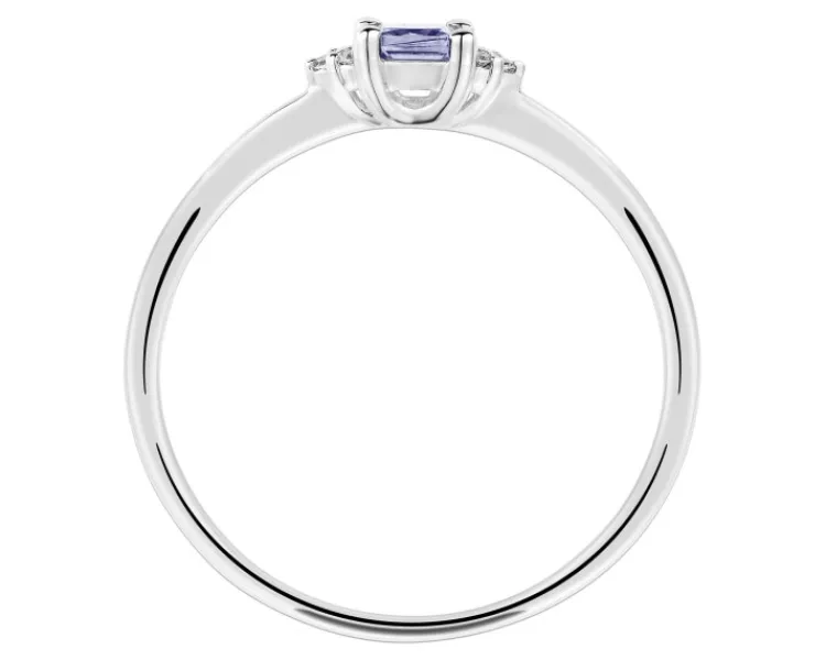 Outlet Apart Pierścionek z białego złota z diamentami i tanzanitem - próba 585