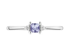 Outlet Apart Pierścionek z białego złota z diamentami i tanzanitem - próba 585