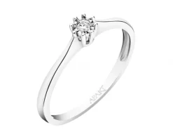 Apart Pierścionek z białego złota z brylantem - 0,02 ct - próba 585< Pierścionki