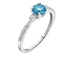 Apart Pierścionek z białego złota z diamentami i topazem London Blue - próba 585< Wszystkie