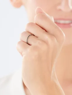Apart Pierścionek z białego złota z czarnymi brylantami - 0,24 ct - próba 375< Pierścionki