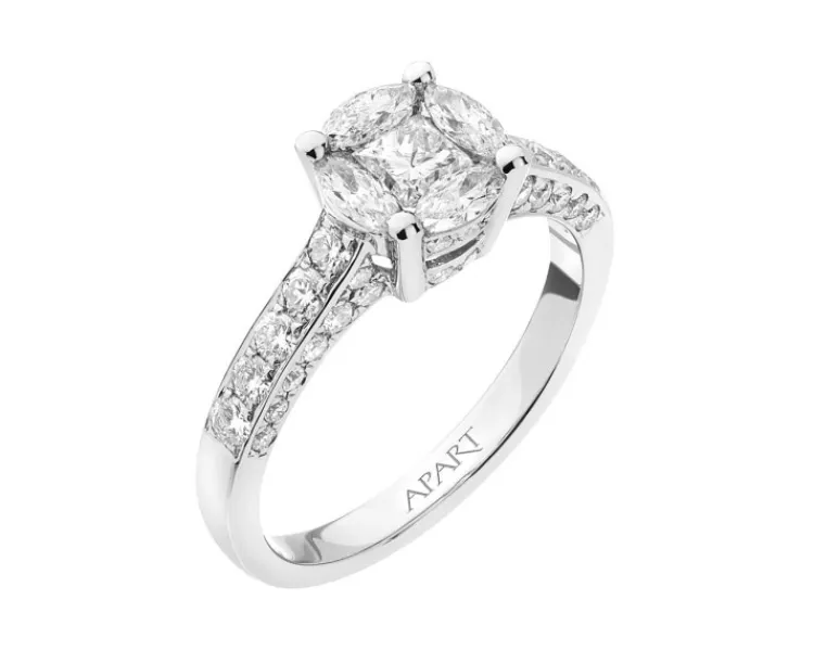 Discount Apart Pierścionek z białego złota z diamentami - 0,91 ct - próba 585