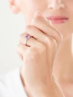 Apart Pierścionek z białego złota z diamentami i ametystem - próba 375
